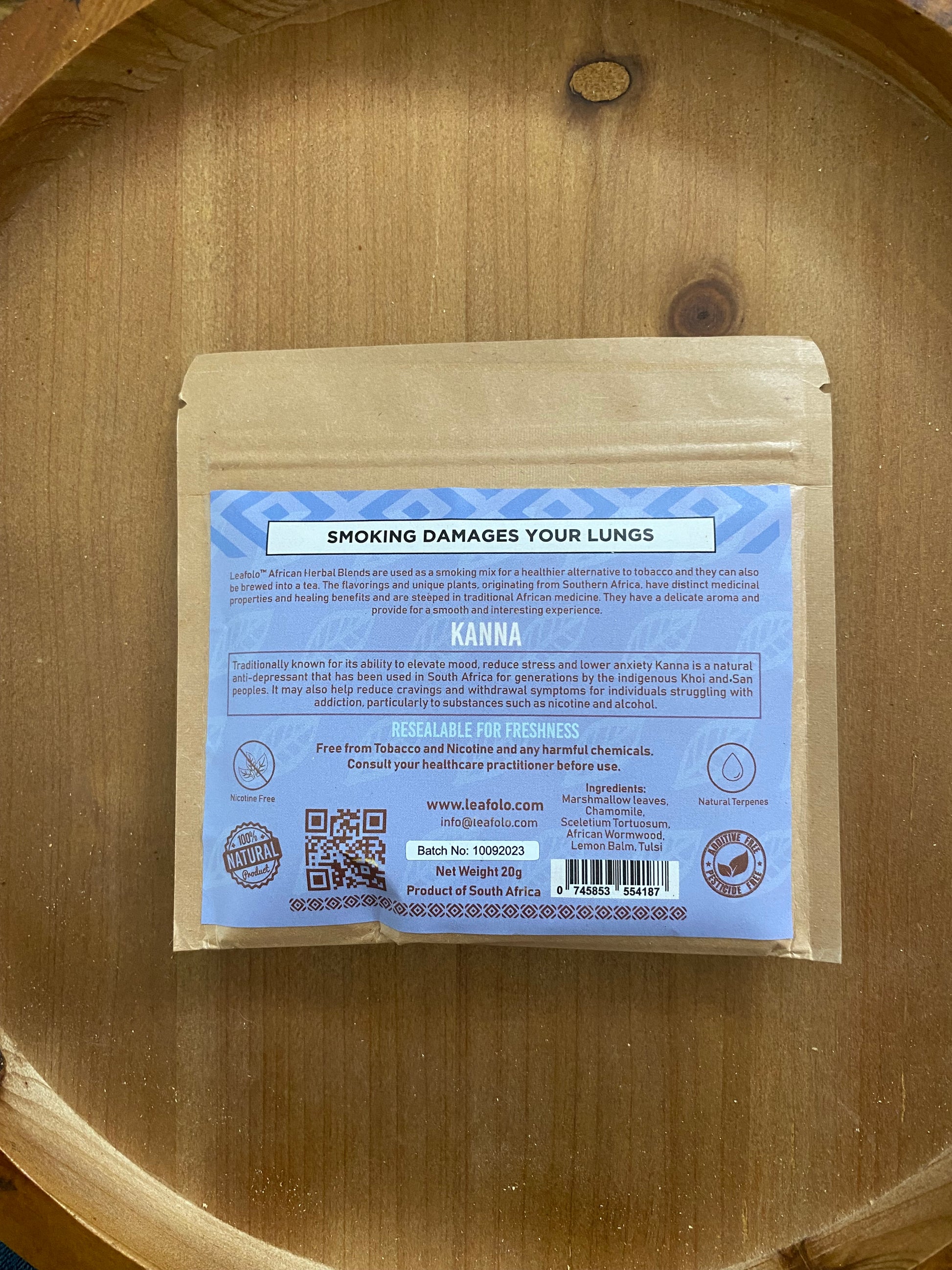 Leafolo Smoke Blends (Kanna and Dagga) Backside Image